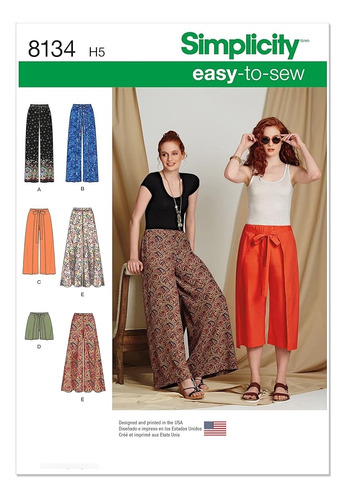 Pattern 8134 Tallas Easy To Sew Pantalones Y Pantalones Cort