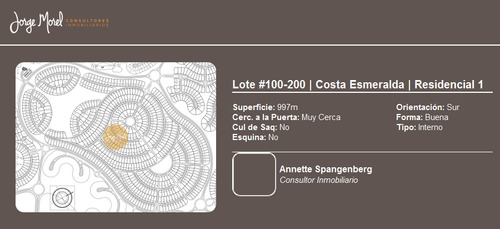 Lote Interno #100-200 - Costa Esmeralda - Residencial 1 - 997m2 #id 11647