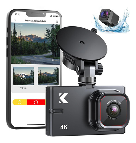 4k Dash Cam Front And Rear With Wifi - Kingslim D2 Pro 4k Fr
