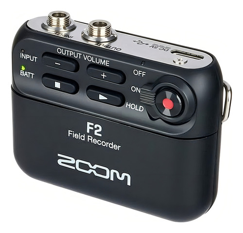 Gravador de campo portátil Zoom F2 com microfone Lavalier Palermo, cor preta