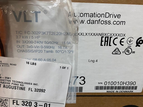 Variador Danfoss 5hp 240v
