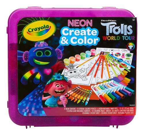 Set De Arte En Color Crayola Trolls World Tour Neon Create A