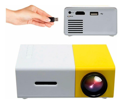 Projetor Mini Bivena Mini Projetor Amarelo Branco Lazer Data Show Econômico  Projetor Amarelo Branco Lazer Data Show Econômico Branco