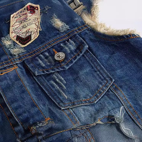 K Chaleco De Mezclilla Moda Punk Con Bordado Para Hombre