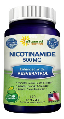 Nicotinamide 500mg + Resveratrol Asquared Nutrition Nmn 120u Sabor Sin Sabor / Neutro