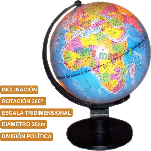 Imagen 3 de 7 de Globo Terráqueo Luminoso Gloter Político 25 Cm Luz Velador