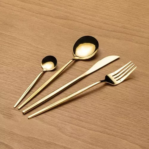 Set Cubiertos Gold 4 Personas Acero Color Dorado