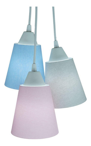 Lustre Pendente Luminária Quarto Bebê Rosa, Azul E Cinza