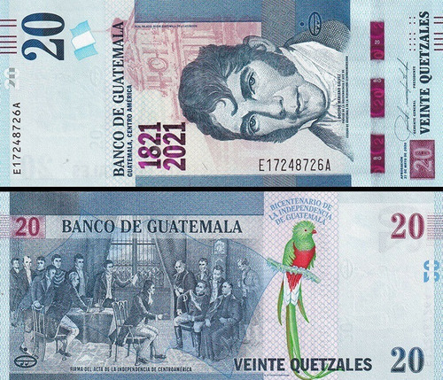 Billete 20 Quetzales Bicentenario De La Independencia Aa#251