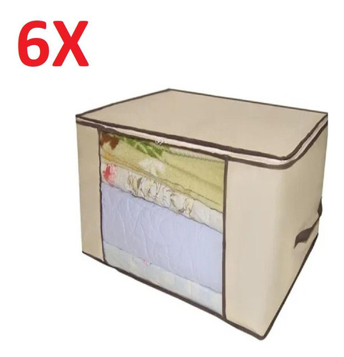 Caixa Multiuso Organizador 45x30x20cm Zíper Edredom  Kit 6