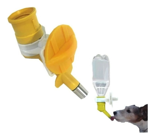 Bebedouro Automático Para Cães E Gatos Bico Para Garrafa Pet Cor Amarelo