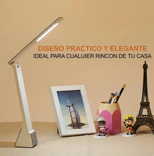 Lampara Escritorio Led Velador 4w Autonomo Bateria Usb Tbcin DLAMP-G Color de la estructura Blanco Color de la pantalla Gris y Blanco