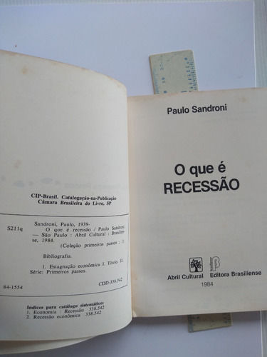 Bolsilivro - O Que É Recessão - Paulo Sandroni (Usado)