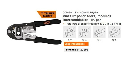 Pinza Ponchadora, Módulos Intercambiables, 18343 Truper
