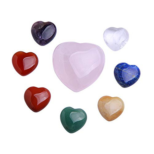 Juego De 8 Piedras De Corazón De Chakra Piedra De Cuar...