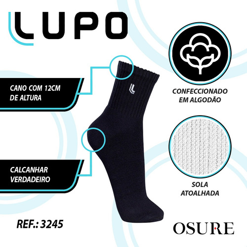 Kit 10 Pares Meia Lupo Cano Médio Masculina Atacado Original