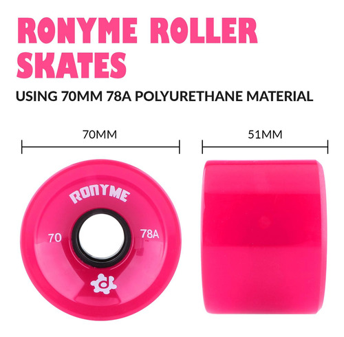 8 X Ruedas De Skate Duraderas 70x51 Mm Longboard Roller 78a