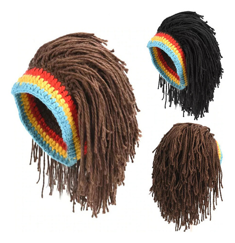 2pc  Peluca Rasta Hecha A Mano Bob Marley Afro Hair Cap