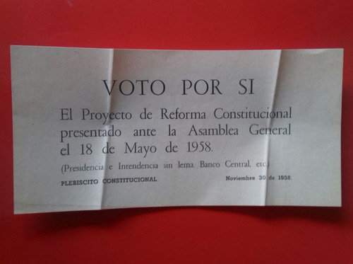 Eleccion 1958 Lista Boleta Reforma Constitucional Plebiscito