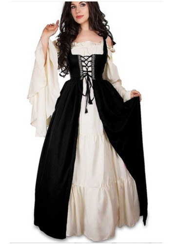 Vestido Medieval De Mujer Con Cordones Longitud