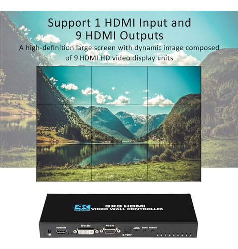 Pack Video Wall Controller 3x3 4k Hdmi For Multi-pantallas