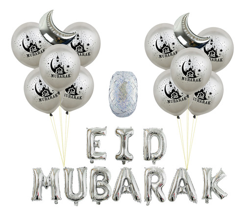 Globos Con Letras De Eid Mubarak, 23 Unidades