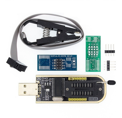 Programador Gravador Eprom Bios Flash Ch341a + Pinça Jacaré