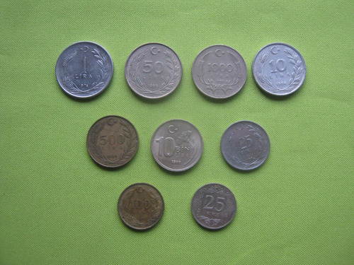 Turquía  Lote 9 Monedas  Diferentes 