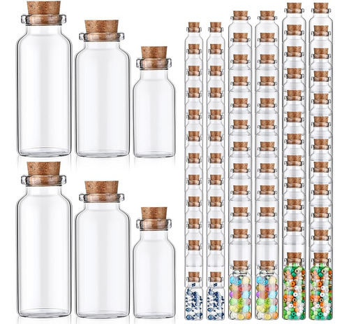 Dandat 100 Pcs Mini Botellas De Vidrio Tapicario Frascos Con