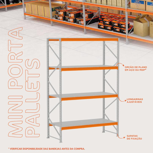 Porta Pallet 1000kg Com Bandeja Mdp 4 Níveis 120x60 Amapá