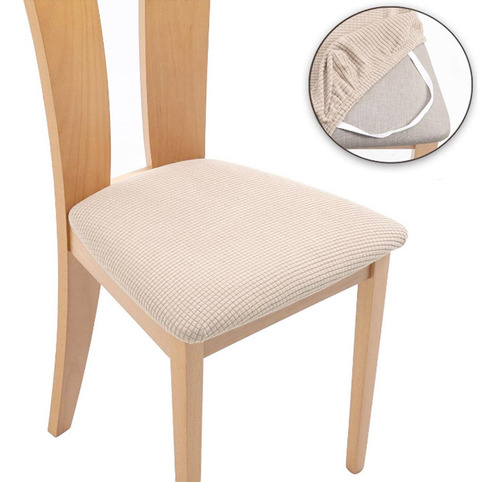 Estirar La Cubierta Del Asiento De La Silla De Comedor Beige