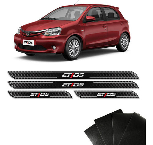 Kit Soleira Diamante Etios Hatch Sedan Com Protetor De Porta