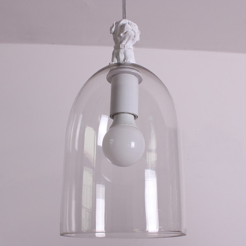 Lámpara Colgante Cristal Cerámica Decoración Incluye Foco Color Perro Blanco