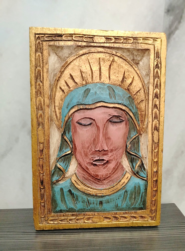 Talla Madera Imagen Religiosa Virgen Mide 30cm X 19cm (Usado)