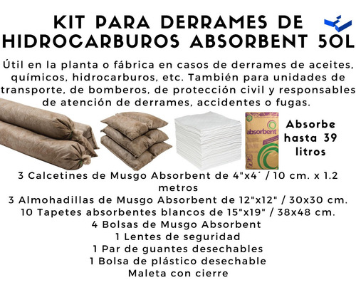 Kit Para Derrames De Hidrocarburos Absorbent 50 Litros