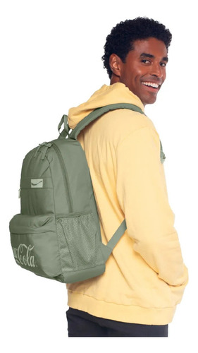 Mochila De Costas Coca Cola Vibes Grande Juvenil Escolar Cor Verde