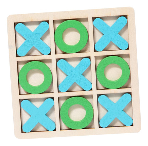 Juego De Mesa De Madera Tic Tac Toe, Verde Azul Claro