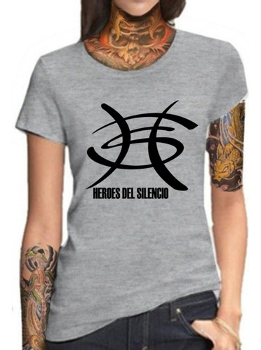 Remera Gris Sublimada Mujer Héroes Del Silencio