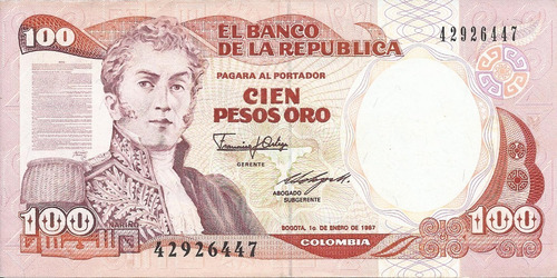 Colombia 100 Pesos 1 Enero 1987