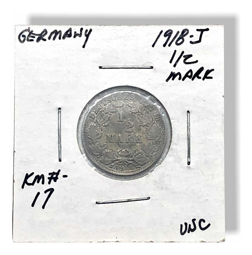 1/2 Marco Alemania Imperial Moneda De Plata L.0.900 1918-j