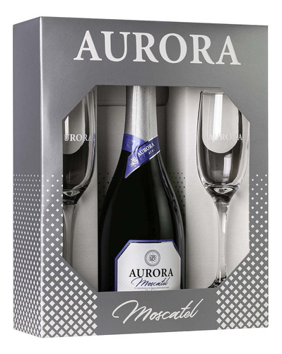 Kit Espumante Aurora Moscatel Branco 750ml C/2 TaçasAurora 2023 adega Uvas & Vinhos 0.75 L