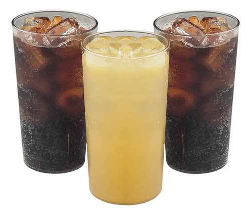 Vaso Hotelero Plastico Policarbonato Resistente 32 Oz 3 Pzs Color Transparente