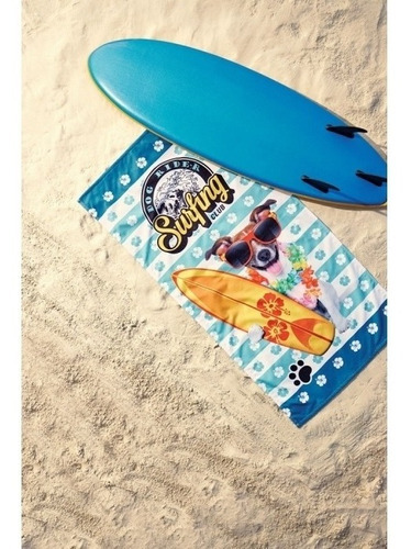 Toalha Aveludada Transfer Dog Surf - Lepper