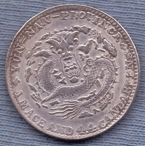 China 20 Cents 1908 * Provincia Yunnan * Imperio *