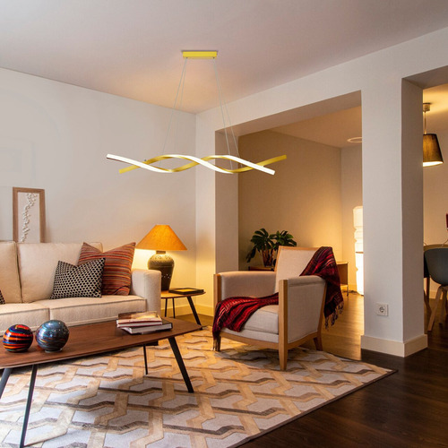 Lustre Pendente Moderno Espiral Dourado Fosco Led Integrado 110v/220v