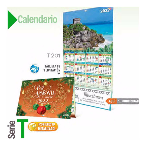 Calendarios De Pared Serie T 100pzs