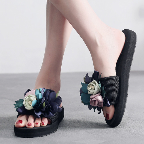 Sandalias De Verano Con Cuñas De Flores Bohemias Para Mujer,