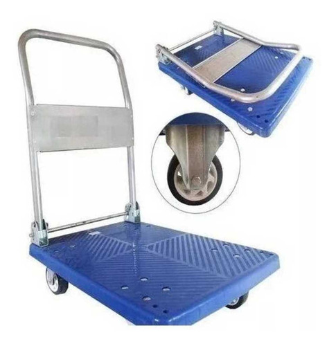 Imagem 1 de 5 de Carrinho De Carga Plataforma 150kg Armazem 4 Rodas Dobravel