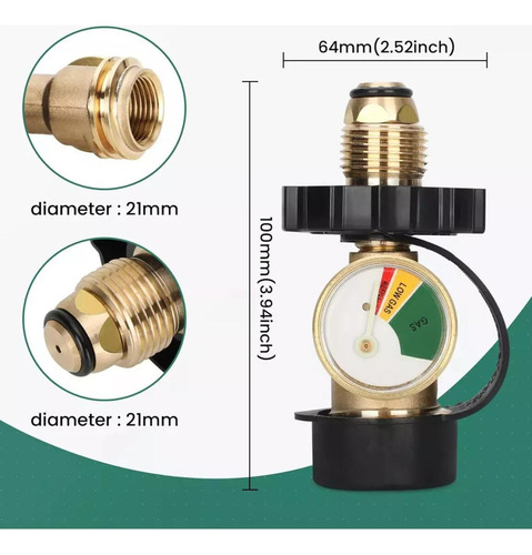 Adaptador De Manómetro Lp Gas Tank Pol Qcc1 Type1