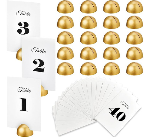 40 Juegos Tarjetas Numeros Mesa Con Soporte Redondo 4 X 6 Pu